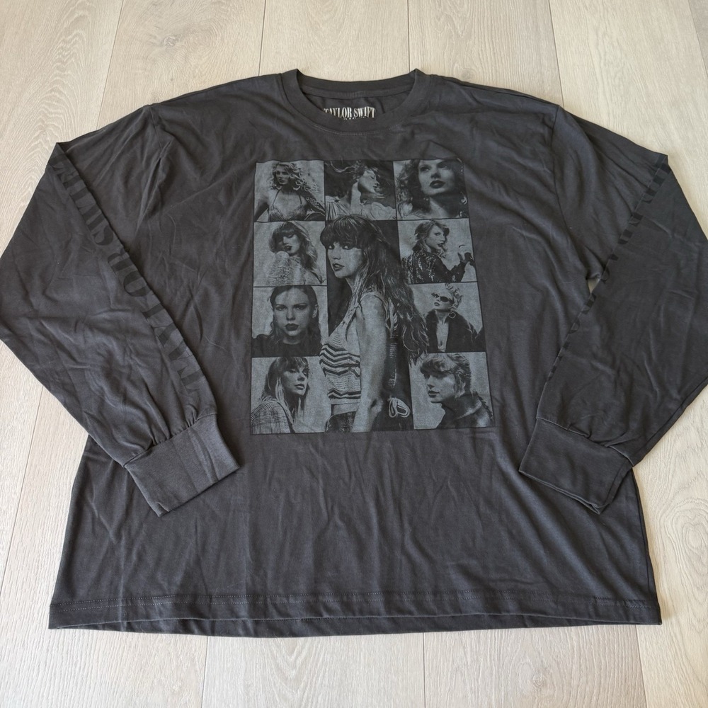 Official TAYLOR SWIFT The Eras Tour Long Sleeve Dark Gray T-Shirt Oversized XL